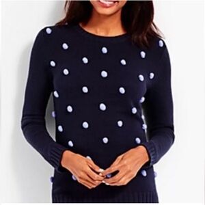 Talbots Baubles Pom Pom Sweater